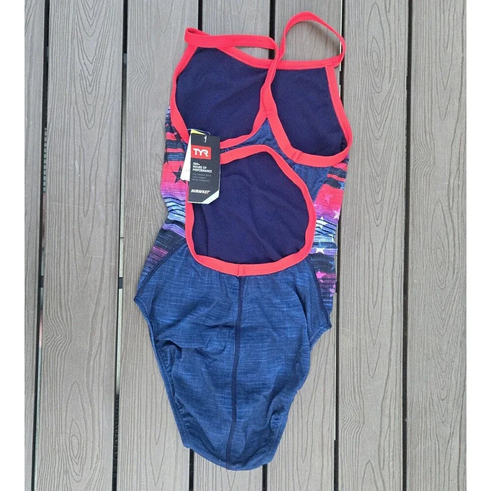 TYR DuraFast One Liberty DiamondFit 1pc Swimsuit - Red/white/blue Sz 30 New